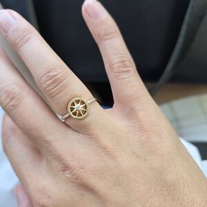 Sloane Street 12K Gold Compass Ring with Diamonds